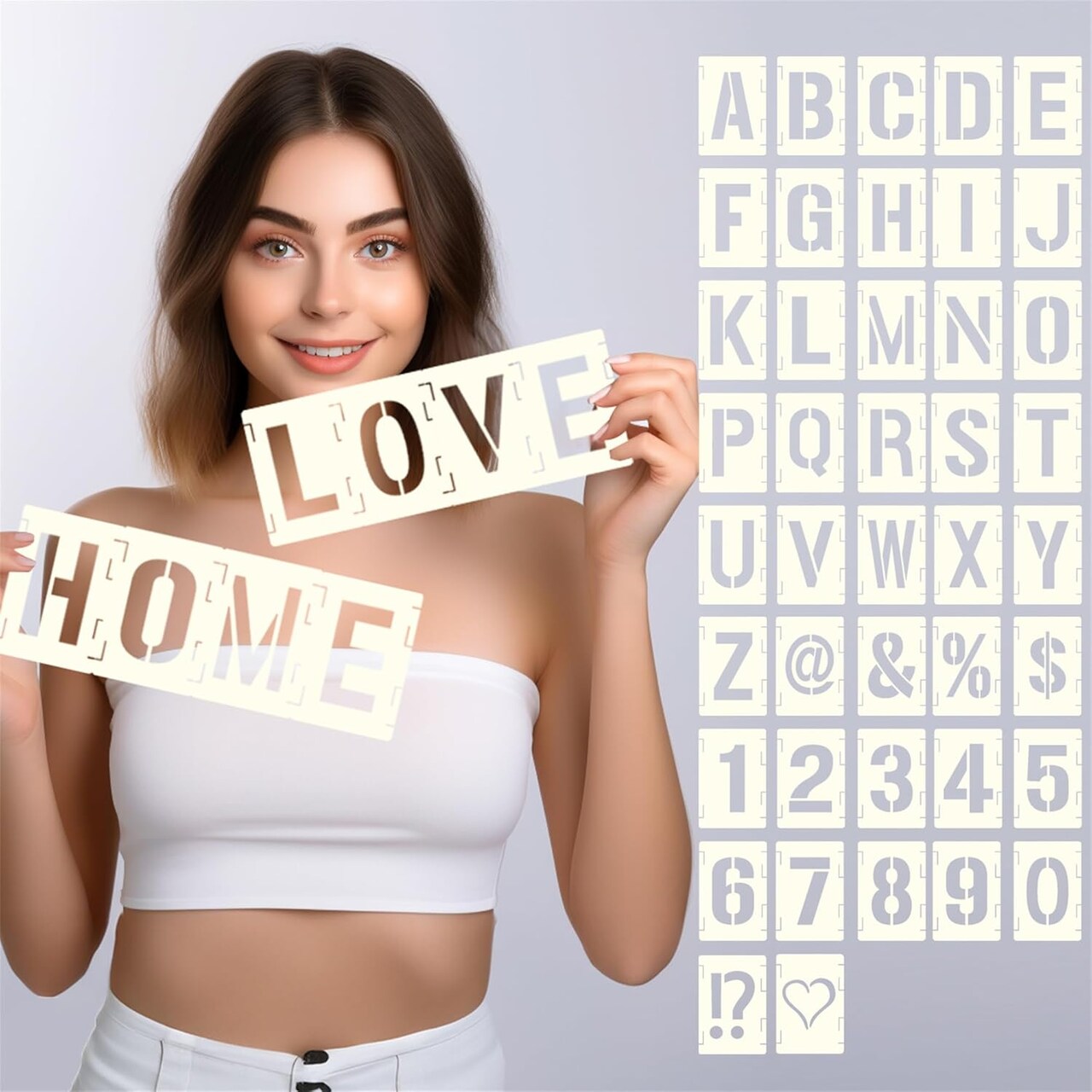 42PCS Interlocking Letter & Number Stencils Set – 3 Inch Reusable Alphabet, Numbers & Symbols Templates for Painting, Bullet Journal, Canvas, Wood Signs, Wall Art, Fabric & DIY Crafts